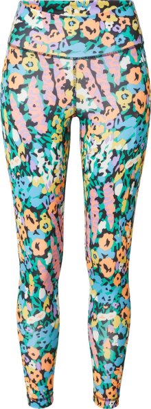 Sportovní kalhoty \'Train Essentials Printed High-Waisted\' adidas performance režná / tyrkysová / nebeská modř / meruňková