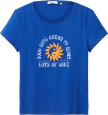 Tričko Tom Tailor Denim královská modrá / světlemodrá / oranžová