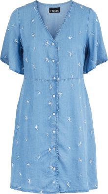 Košilové šaty \'Vilma\' Pieces modrá džínovina / bílá