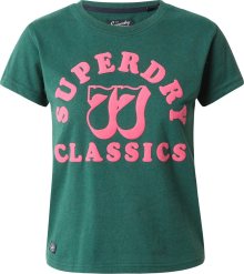 Tričko Superdry smaragdová / světle růžová