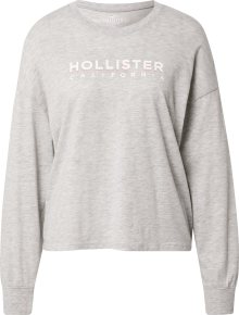 Tričko Hollister šedý melír / pastelově růžová / bílá
