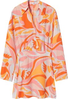Letní šaty Mango béžová / oranžová / světle růžová