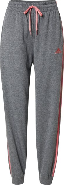 Sportovní kalhoty \'Essentials Studio Lounge 3-Stripes\' ADIDAS SPORTSWEAR šedá / pastelově červená