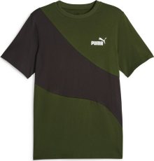 Funkční tričko \'POWER\' Puma tmavě zelená / černá / bílá