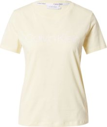 Tričko Calvin Klein krémová / bílá