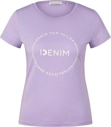 Tričko Tom Tailor Denim pastelová fialová / bílá