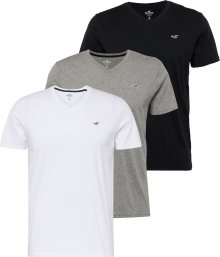 Tričko Hollister šedá / jasně červená / černá / bílá