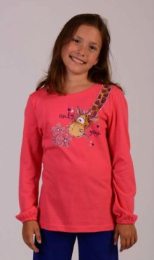 Dětské pyžamo dlouhé Vienetta Secret Žirafa Only you | růžová | 9 - 10