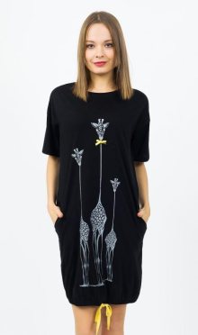 Dámské černé domácí šaty Vienetta Secret Žirafy | černá | S