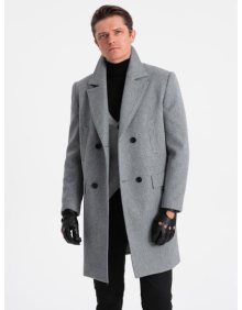 Pánský dvouřadový kabát s podšívkou V1 OM-COWC-0107 šedý