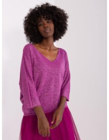Dámský svetr s výstřihem do V oversize LIPP fialový