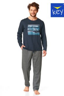 Pánské pyžamo MNS 862 B22 tmavě modrošedá XL
