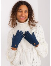 Dámské rukavice s geometrickými vzory LIJ tmavě modré 