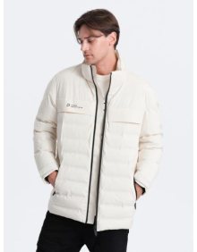 Pánská zimní bunda s odepínací kapucí V2 OM-JAHP-0150 krémová 