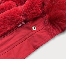Červená dámská zimní bunda parka s podšívkou a s kapucí (7600) odcienie czerwieni S (36)