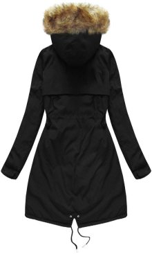 Černo-khaki oboustranná dámská zimní bunda s kapucí (W212) černá S (36)