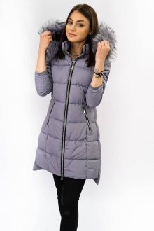 Prošívaná dámská zimní bunda ve vřesové barvě s kapucí (7702) odcienie fioletu S (36)