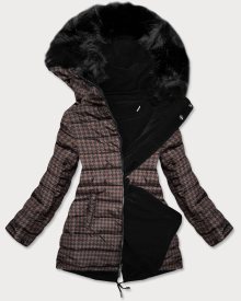 Černo-hnědá oboustranná dámská zimní bunda (W557) odcienie brązu XXL (44)