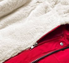 Červeno-ecru teplá dámská zimní bunda (W629) odcienie czerwieni S (36)