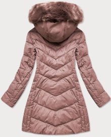 Dlouhá dámská prošívaná zimní bunda ve starorůžové barvě (7689) Růžová S (36)