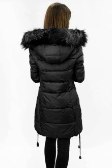 Černá prošívaná dámská zimní bunda s kapucí (7690) odcienie czerni S (36)