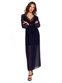 Dámské šifonové šaty se spodničkou K136 Černá - Makover černá XXL