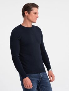 Ombre Clothing Klasický tmavě modrý svetr s kulatým výstřihem V9 SWBS-0106