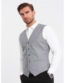 Pánská obleková vesta bez klop V3 OM-BLZV-0112 šedá 