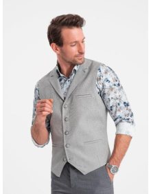 Pánská obleková vesta s límcem V1 OM-BLZV-0109 světle šedá