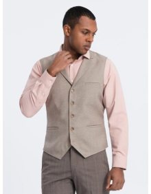 Pánská obleková vesta s límcem V3 OM-BLZV-0109 béžová 