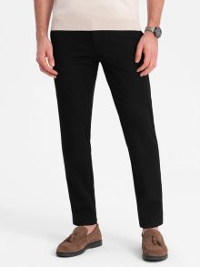 Ombre Clothing Elegantní černé chinos kalhoty klasického střihu  V4 PACP-0191