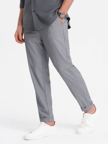 Ombre Clothing Trendy šedé chinos kalhoty s elastickým pasem V2 PACP-0157