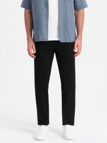 Ombre Clothing Pánské černé chinos kalhoty slim fit V4 PACP-0186