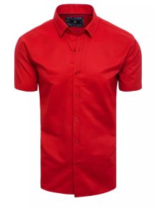 Buďchlap Módní červená jednobarevná košile s krátkým rukávem