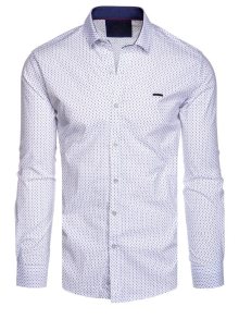 Dstreet Jedinečná bílá košile s trendy vzorem