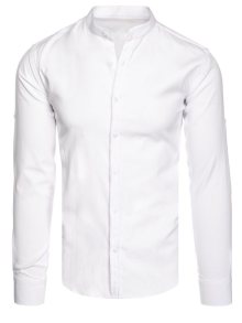 Dstreet Krásná bílá pánská košile se stojáčkem