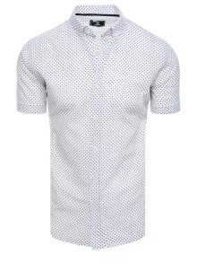 Buďchlap Bílá pánská letní košile s jemným modrým vzorem