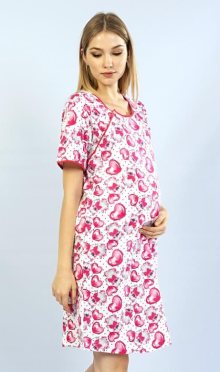 Dámská mateřská noční košile Vienetta Secret Méďa se srdcem | růžová | M