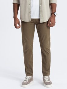 Ombre Clothing Jedinečné olivové pánské kalhoty V3 PACP-0151