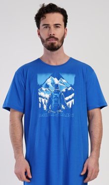 Pánská noční košile s krátkým rukávem Mountain | modrá | XL