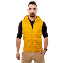 Pánská prošívaná vesta s kapucí GLANO - žlutá Velikost: M