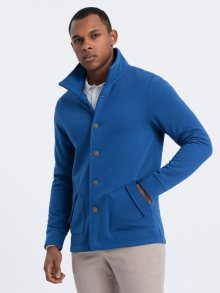 Ombre Clothing Módní modrá mikina na knoflíky V1 SSZP-0171