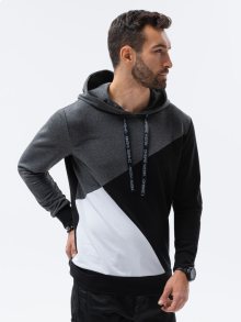 Ombre Clothing Tmavě šedá mikina s černým kontrastem B1050