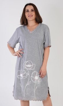 Dámská noční nadměrná košile Vienetta Secret Leona šedá | šedá | 4XL