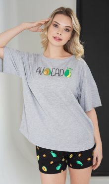 Dámské pyžamo šortky Avocado šedo/černé - Vienetta XL