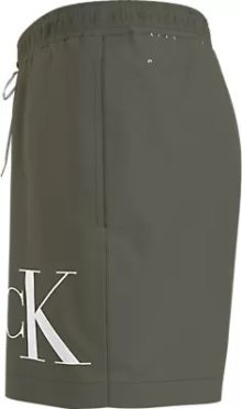 Pánské plavky MEDIUM DRAWSTRING KM0KM01003 LDY olivově zelené - Calvin Klein L