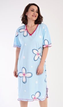 Dámská noční košile s krátkým rukávem Veronika světle modrá 1XL