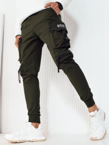 Dstreet Nadčasové zelené jogger kalhoty s ozdobnými prvkami