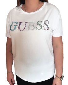 Dámské triko Guess E4GI02 bílé OVERSIZE | bílá | S