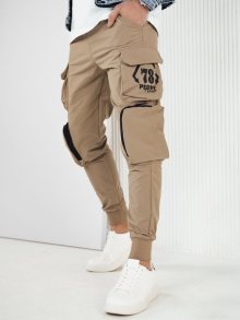 Dstreet Nadčasové béžové jogger kalhoty s kapsami